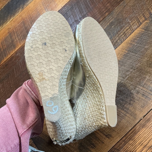 Lilly Pulitzer Kristen Gold Metallic Leather Wedge Espadrilles | Women’s Size 10 - Picture 16 of 16